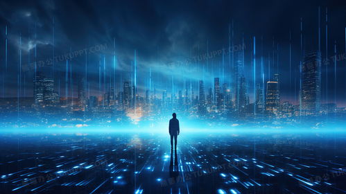 藍(lán)色科技大數(shù)據(jù)商務(wù)人工智能插畫(huà)圖片素材下載 jpg格式 熊貓辦公